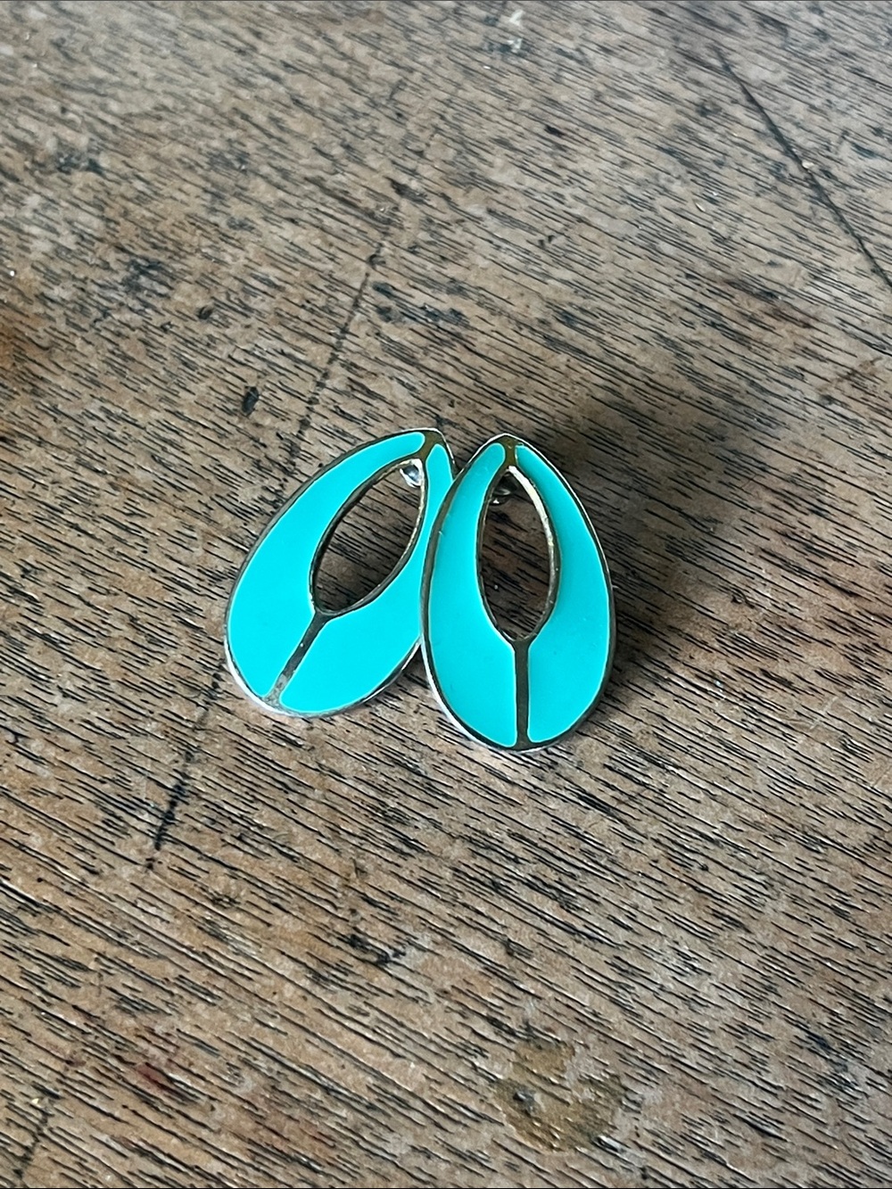 Turquoise Teardrop Enamel Clip-On Earrings - Women Jewelry